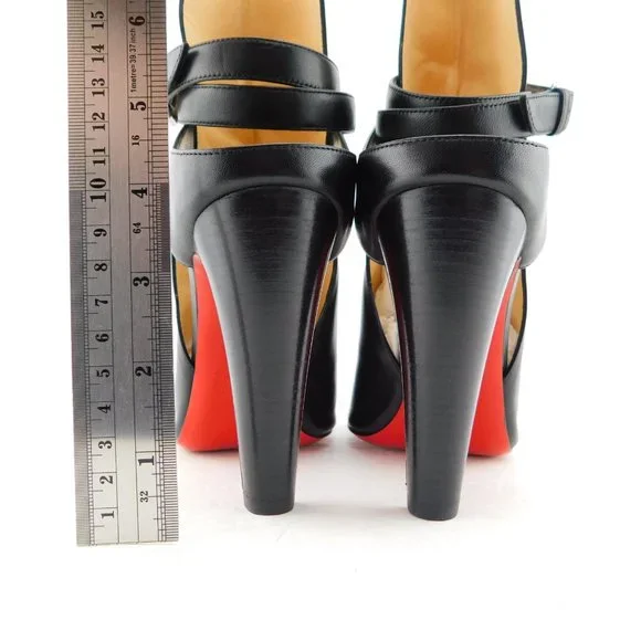 Unworn CHRISTIAN LOUBOUTIN Black Bootie Heels 37.5 - Picture 8 of 13